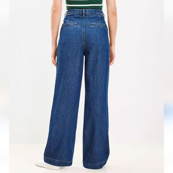 Loft High Rise Palazzo Jeans in Dark Rinse Size 32 - Picture 14 of 14